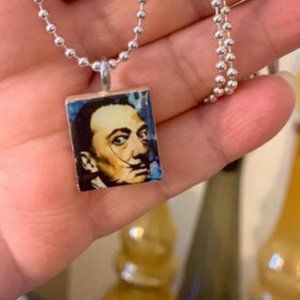 (2 for $12,4 for $20)Salvador Dali Scrabble Tile Necklace